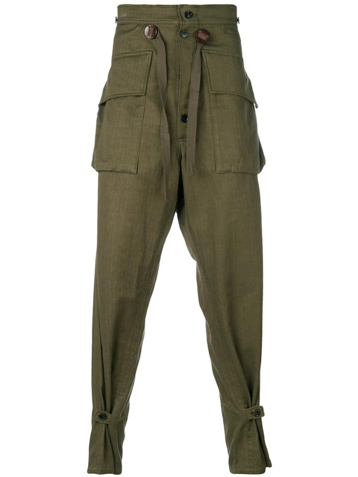 Takahiromiyashita The Soloist Drop Crotch Military Trousers - Green