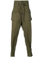 Takahiromiyashita The Soloist Drop Crotch Military Trousers - Green
