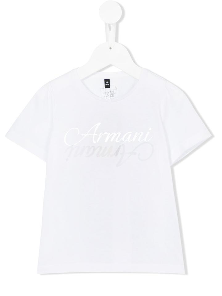 Armani Junior Logo Print T-shirt, Girl's, Size: 7 Yrs, White