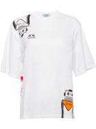 Prada Jersey T-shirt With Tricks Print - White