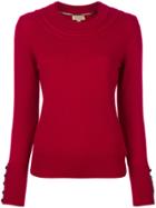 Burberry Cashmere Cable Knit Yoke Sweater - Red