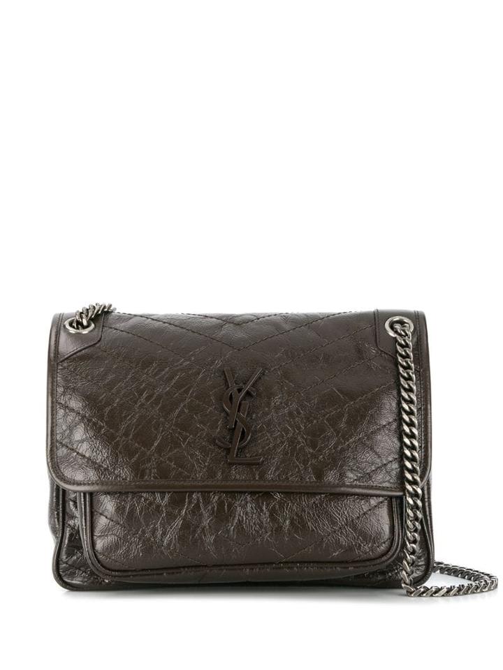 Saint Laurent Niki Crinkle-effect Shoulder Bag - Brown