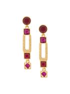 Oscar De La Renta Geometric Drop Earrings - Pink & Purple