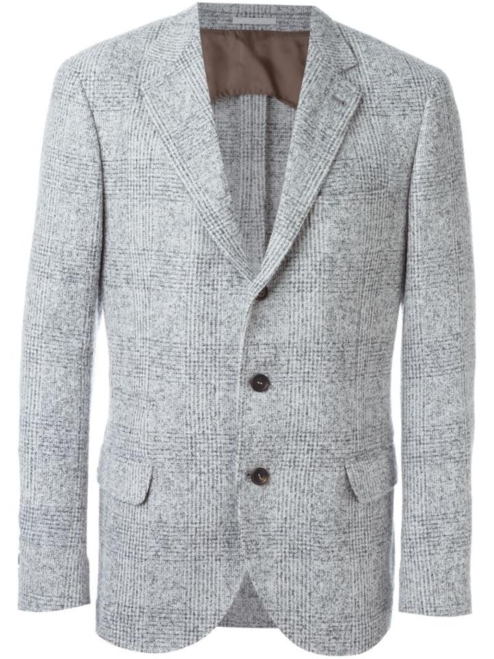 Brunello Cucinelli Tweed Blazer, Men's, Size: 50, Grey, Polyamide/cupro/cashmere/virgin Wool
