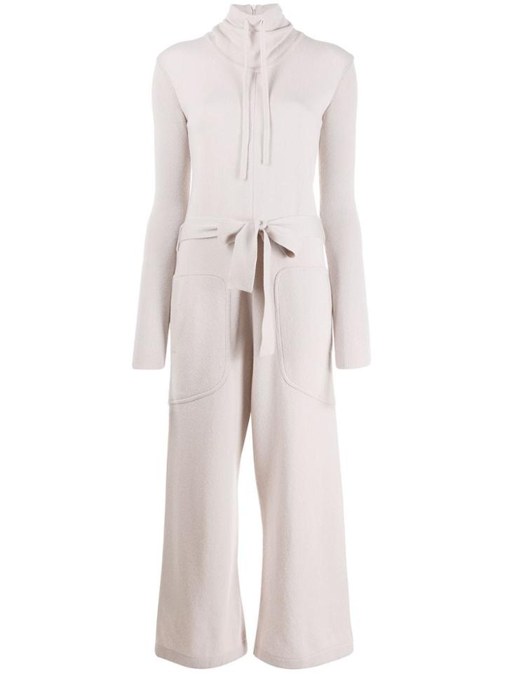Gentry Portofino Knit Turtleneck Jumpsuit - Neutrals