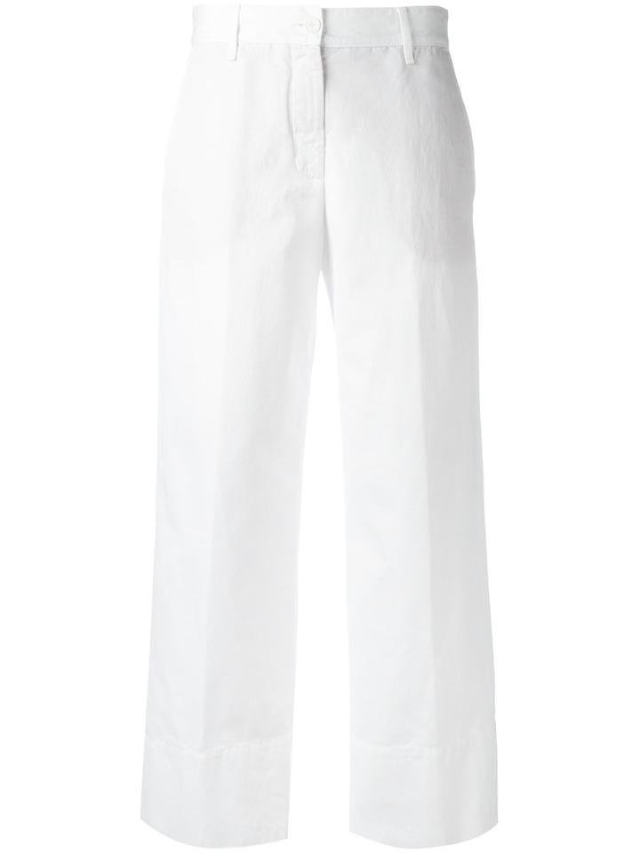 Aspesi Cropped Trousers, Women's, Size: 42, White, Cotton/linen/flax
