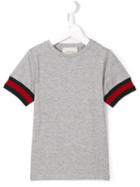 Gucci Kids Web Cuff T-shirt, Boy's, Size: 6 Yrs, Grey