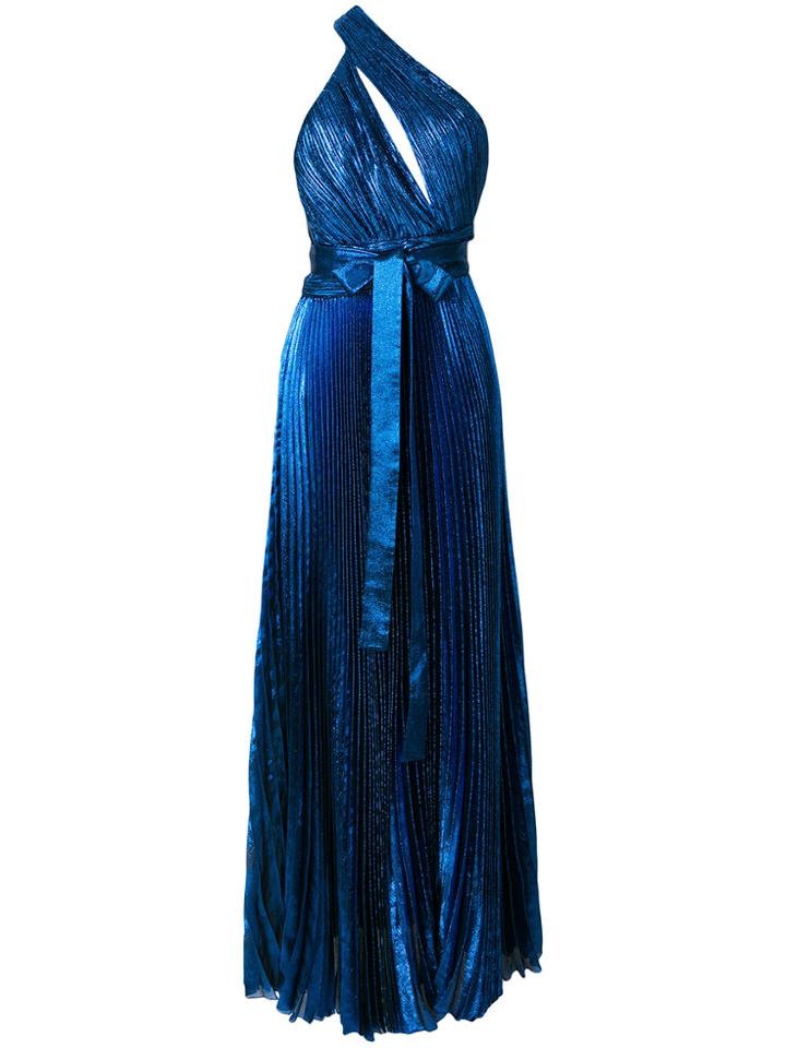 Elie Saab Asymmetric Lame Dress - Blue