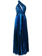 Elie Saab Asymmetric Lame Dress - Blue