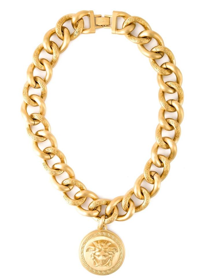 Versace Medusa Medallion Necklace, Women's, Metallic