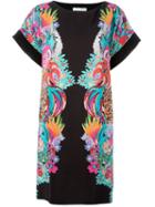Tsumori Chisato Floral Print Shift Dress, Women's, Size: 3, Black, Silk/cotton/nylon/polyurethane