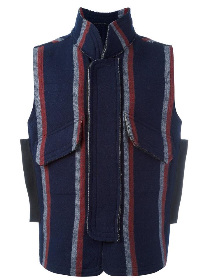 Sacai Striped Gilet, Men's, Size: 3, Blue, Nylon/wool