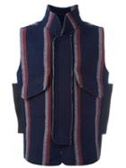 Sacai Striped Gilet, Men's, Size: 3, Blue, Nylon/wool