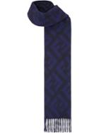 Fendi Cashmere Long Ff Logo Scarf - Blue