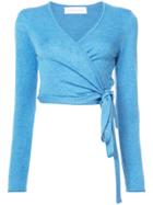Marina Moscone V-neck Wrap Sweater - Blue