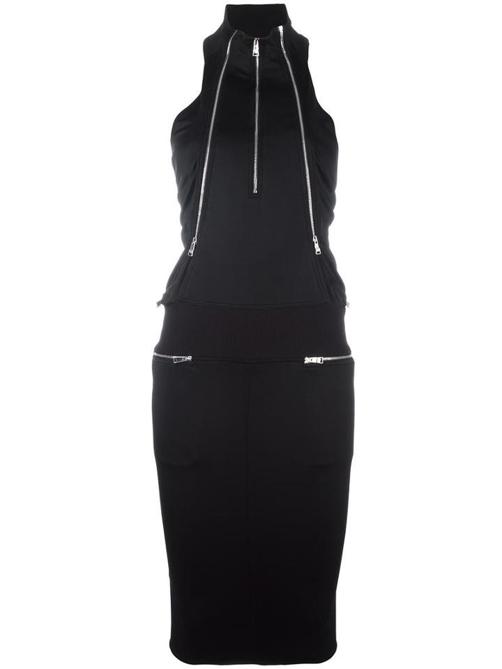 Paco Rabanne Zipped Detailing Fitted Dress, Women's, Size: 38, Black, Polyamide/spandex/elastane/polyester/spandex/elastane