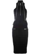 Paco Rabanne Zipped Detailing Fitted Dress, Women's, Size: 38, Black, Polyamide/spandex/elastane/polyester/spandex/elastane
