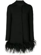 Boutique Moschino Feather Trim Coat - Black