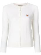 Maison Kitsuné Cropped Embroidered Patch Cardigan - White