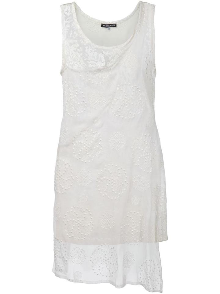 Ann Demeulemeester Circle Embroidered Long Top, Women's, Size: 38, White, Silk