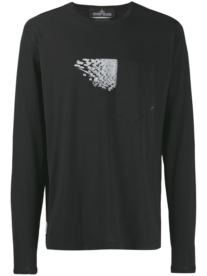 Stone Island Shadow Project Distressed Print T-shirt - Black