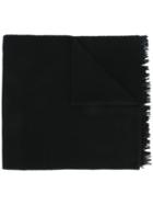 Mp Massimo Piombo Frayed Edge Scarf, Men's, Black, Virgin Wool/polyamide
