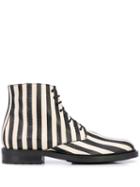 Saint Laurent Striped Ankle Boots - Black