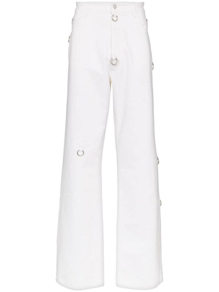 Raf Simons Ring-embellished Straight-leg Jeans - White