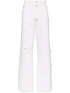 Raf Simons Ring-embellished Straight-leg Jeans - White