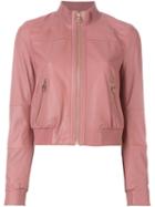 Twin-set Leather Bomber Jacket, Women's, Size: M, Pink/purple, Polyester/acetate/lamb Skin