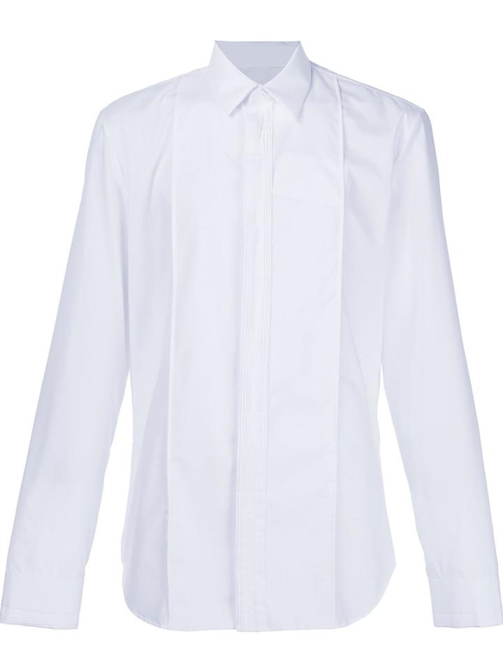 Maison Margiela Pleat Detail Front Panel Shirt, Men's, Size: 43, White, Cotton