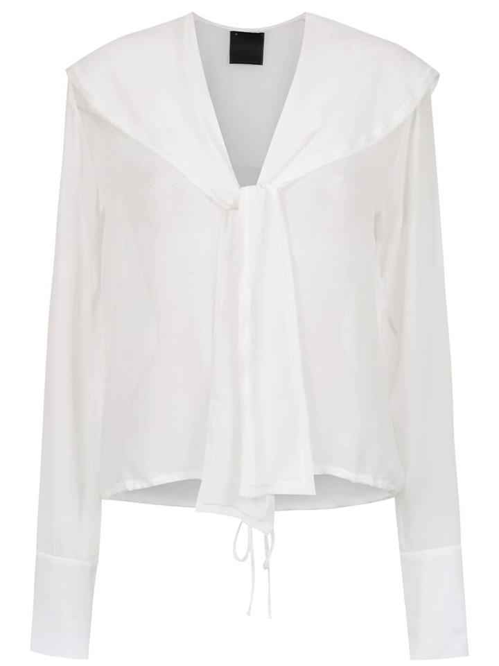 Andrea Bogosian Lace Up Silk Shirt - White