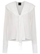 Andrea Bogosian Lace Up Silk Shirt - White