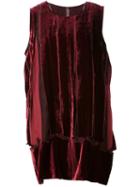 Uma Wang Sheer Detailing Sleeveless Blouse, Women's, Size: Small, Red, Cupro/silk