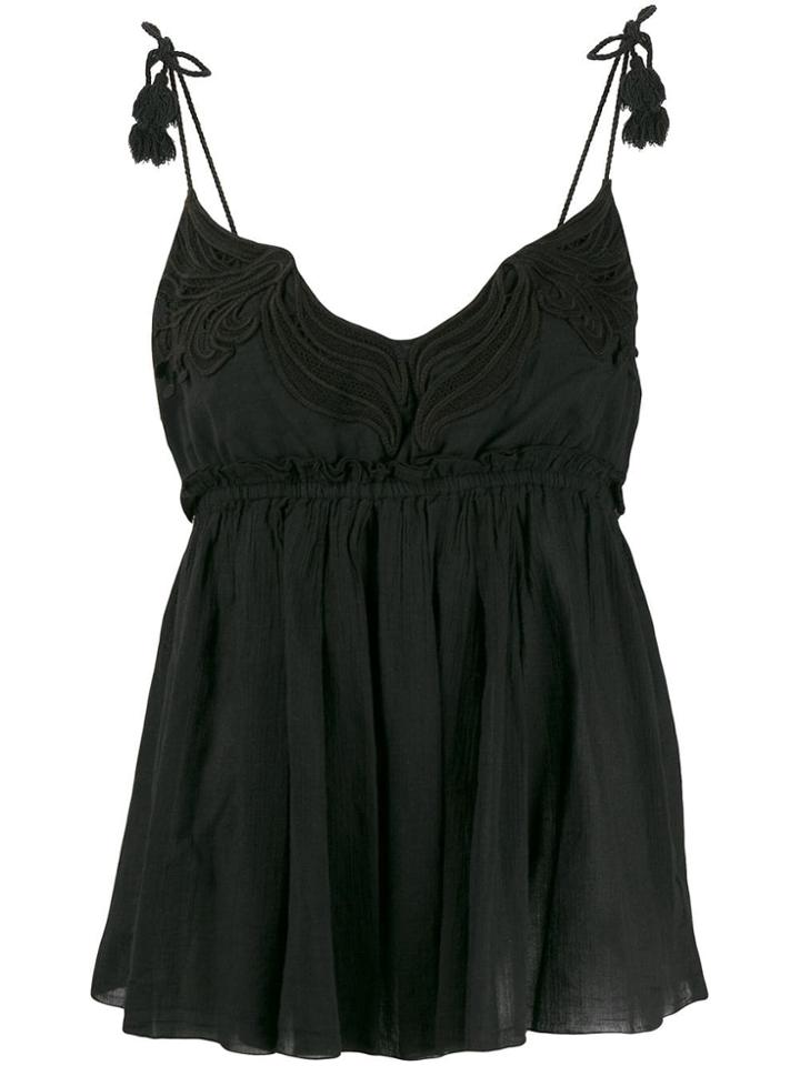 Dondup Embroidered Flared Top - Black