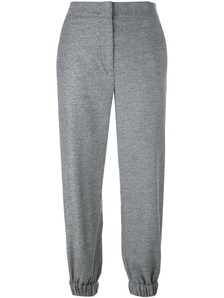 Msgm Track Pant Trousers, Women's, Size: 40, Grey, Polyester/virgin Wool