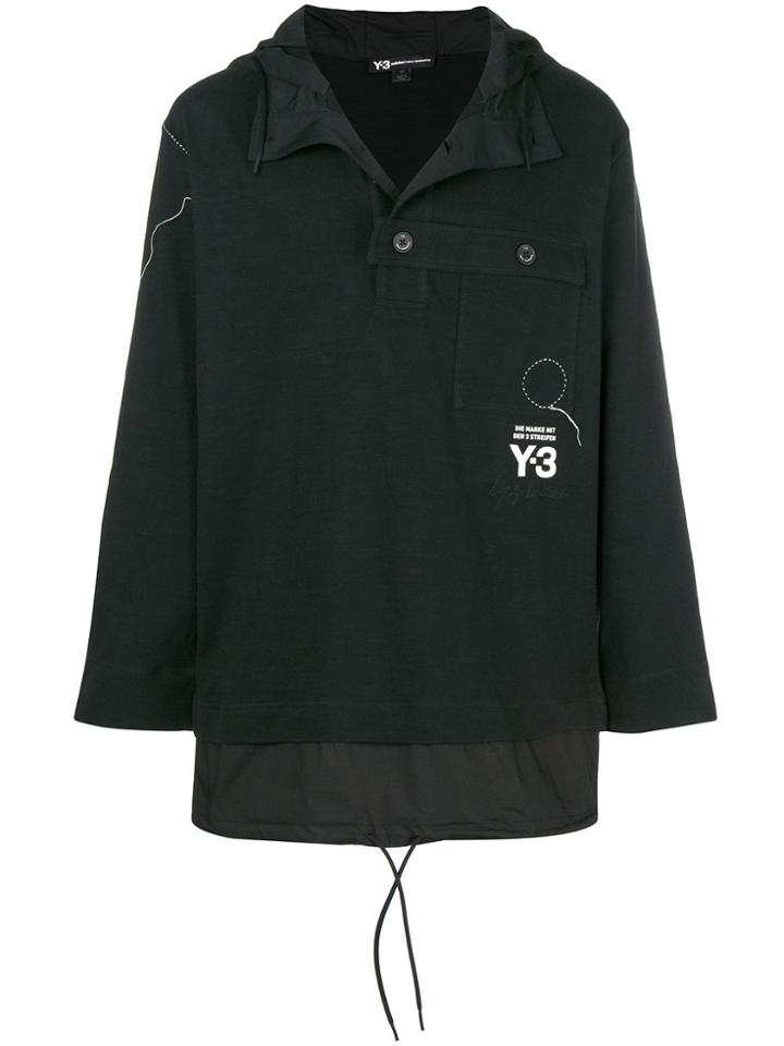 Y-3 Stand Collar Button Detail Pullover - Black