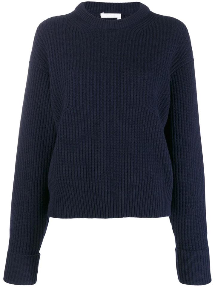 Chloé Ribbed Knit Sweater - Blue