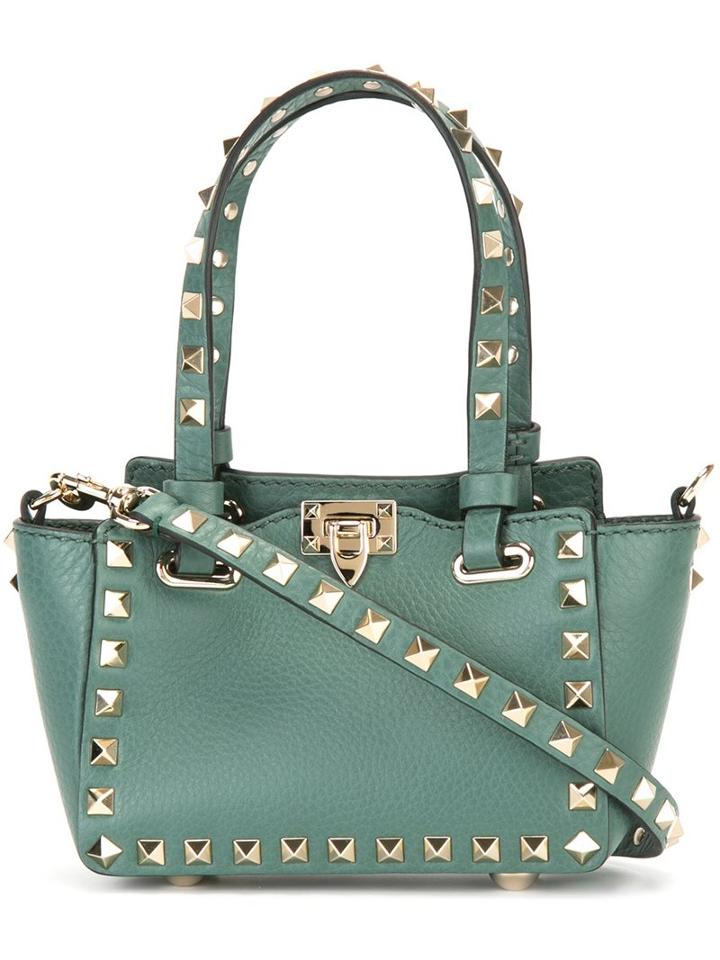 Valentino Mini 'rockstud' Trapeze Tote, Women's, Green
