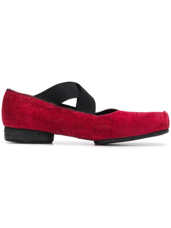 Uma Wang Crossed Strap Ballerinas - Red