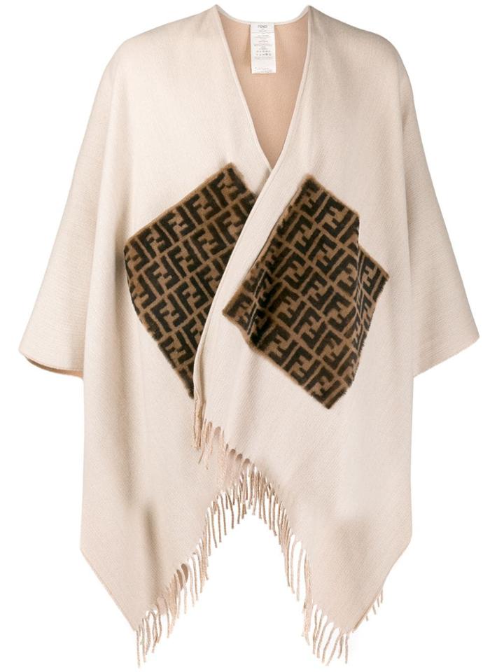 Fendi Oversized Monogram Pocket Shawl - Neutrals