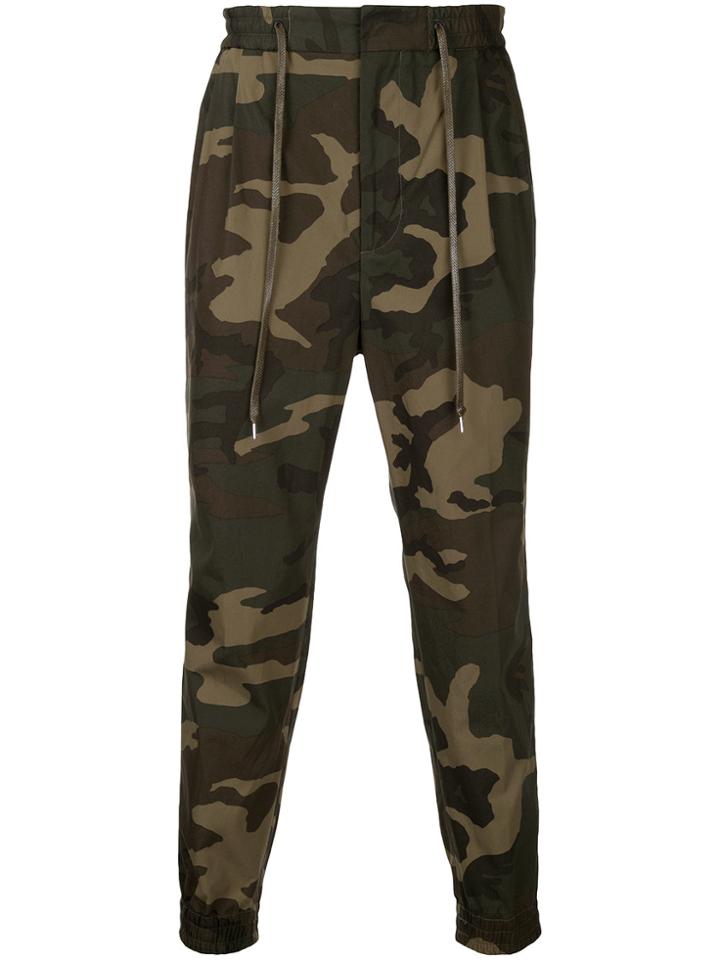 Monkey Time Camouflage Drawstring Waist Track Pants - Green