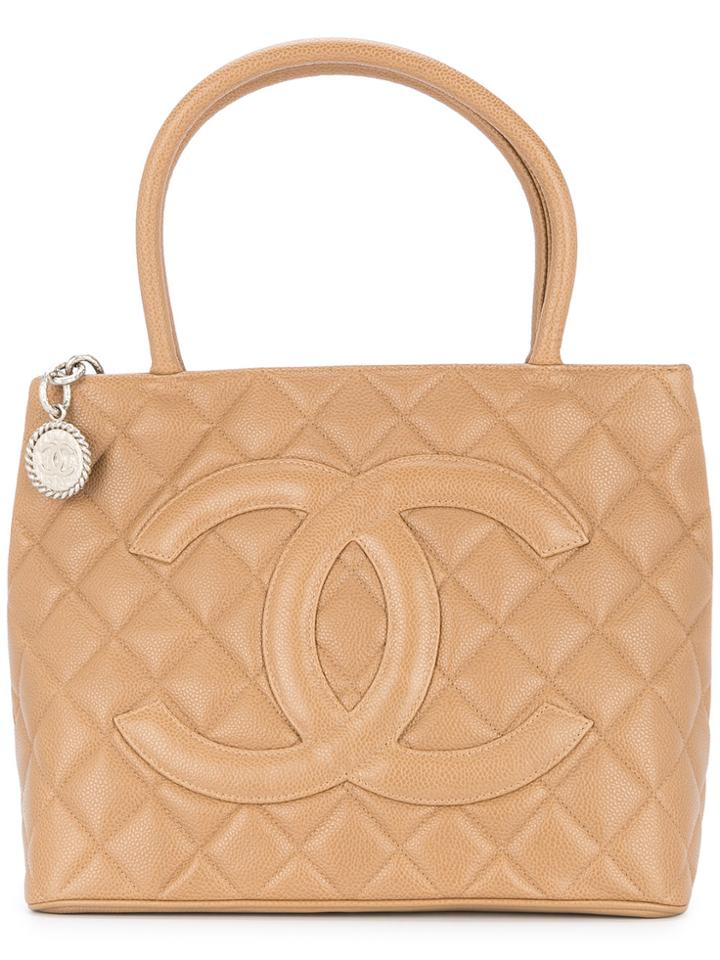 Chanel Vintage Medallion Quilted Tote Bag - Nude & Neutrals