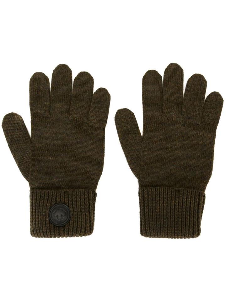 Dsquared2 Canadian Emblem Gloves, Men's, Green, Wool