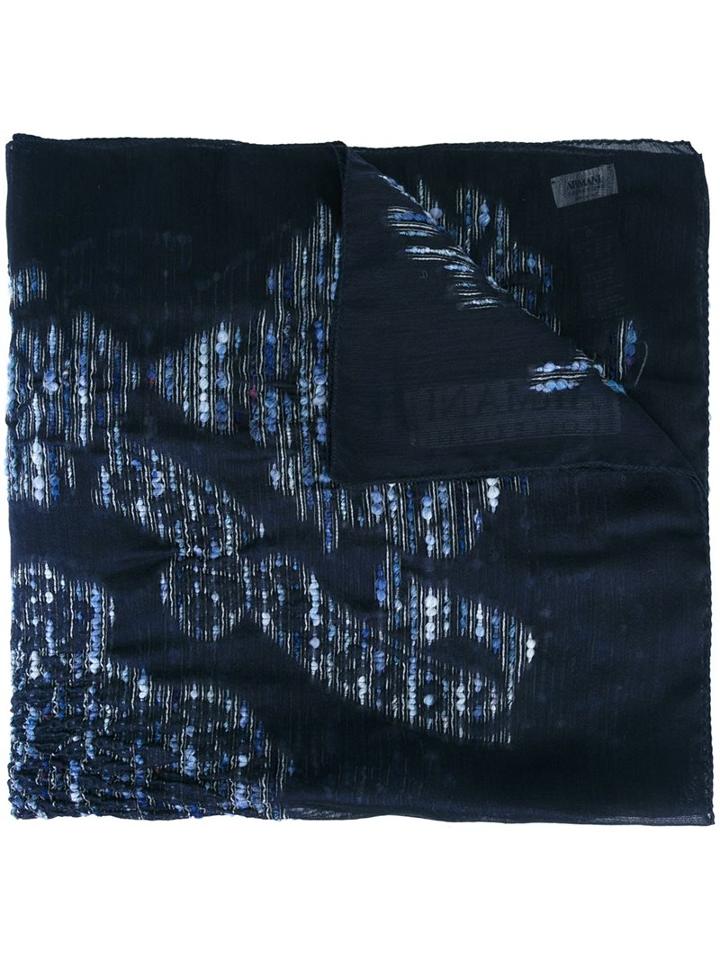 Armani Collezioni Printed Scarf, Women's, Blue, Silk/acrylic/spandex/elastane/wool