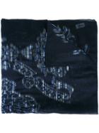 Armani Collezioni Printed Scarf, Women's, Blue, Silk/acrylic/spandex/elastane/wool