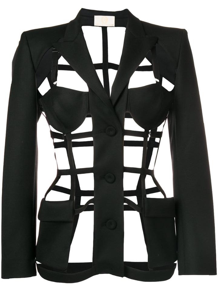 Sara Battaglia Lingerie Effect Blazer - Black