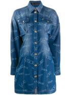 Versace Denim Panelled Shirt Dress - Blue