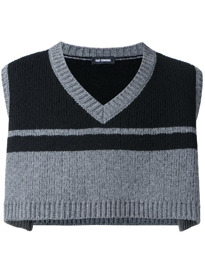 Raf Simons Cropped Knit Gilet, Men's, Grey, Virgin Wool