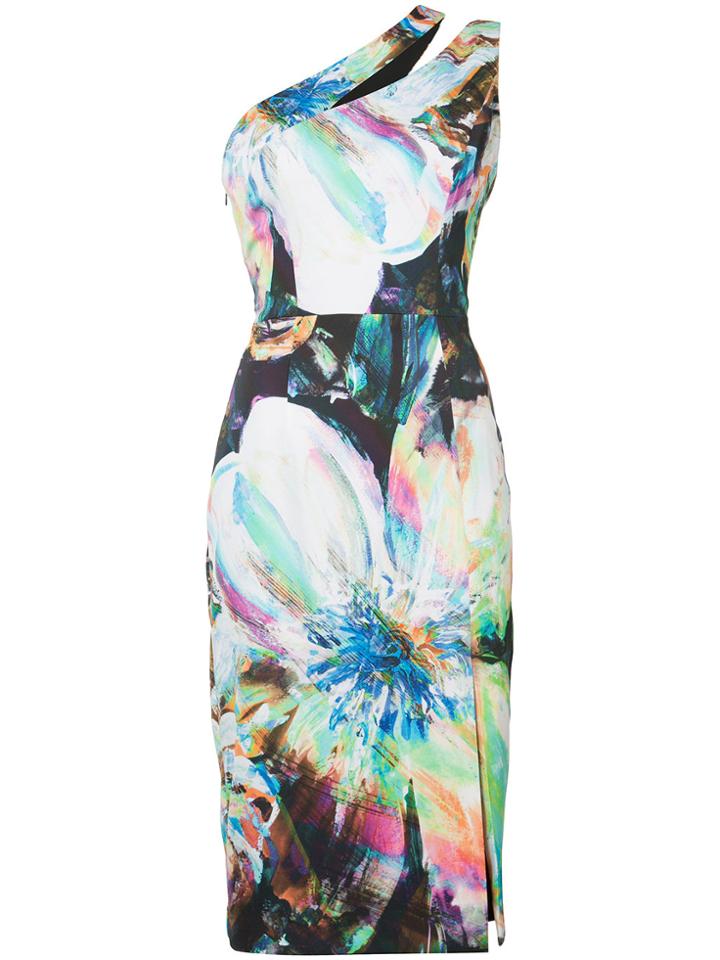 Black Halo One-shoulder Print Dress - Multicolour